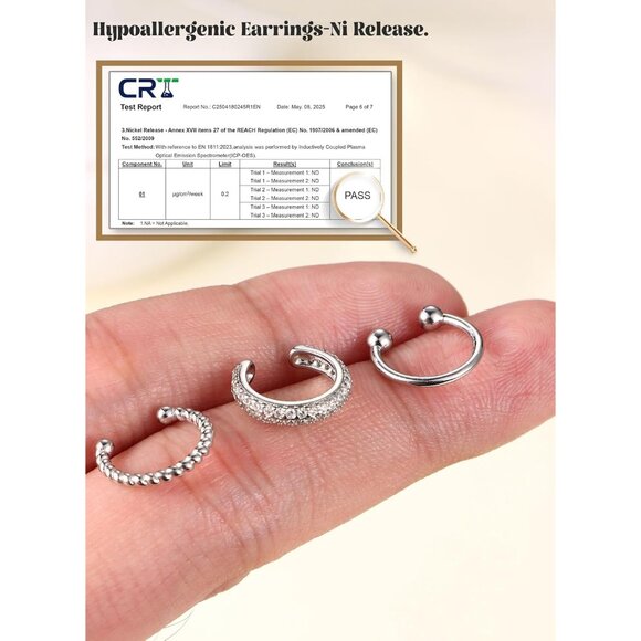 STYLE-C-SILVER Plated Non Pierced Adjustable Fake Ear Cuff Earrings for Women - Picture 2 of 6